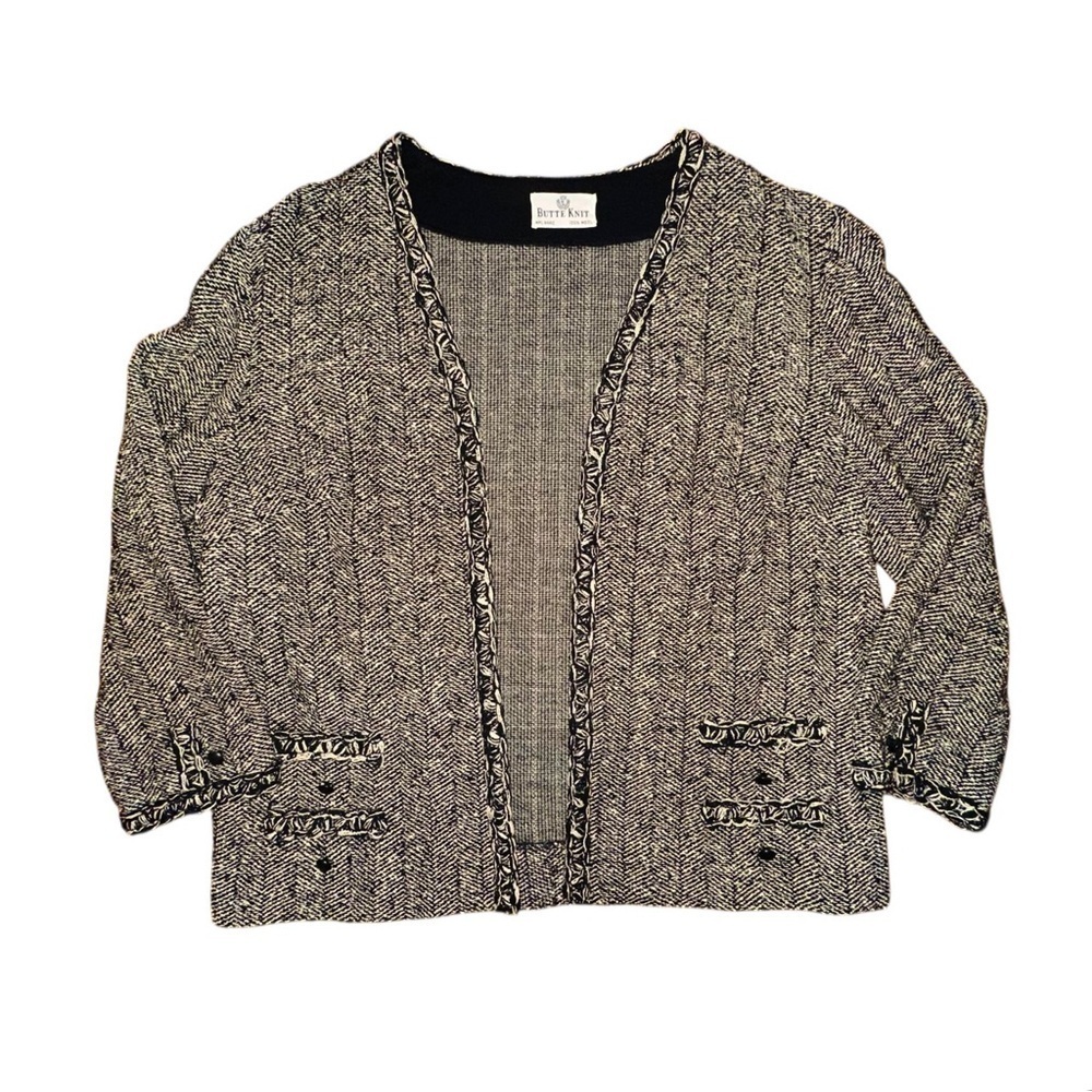 70’s Butte Knit | Cozy Warm 100% Wool Collarless Blazer Jacket - Size M/L - Picture 3 of 4